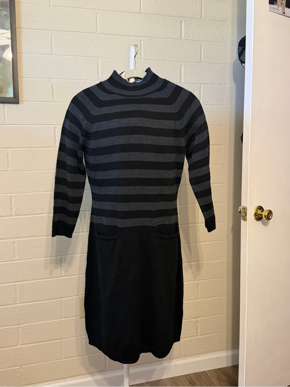Ellen Tracy Charcoal Gray Turtleneck Sweater dress.